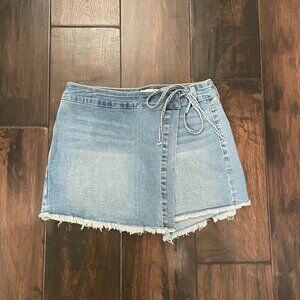 Cato Denim Wrap Tie Skort